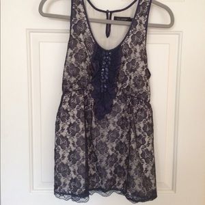 Blue lace blouse by MM Couture